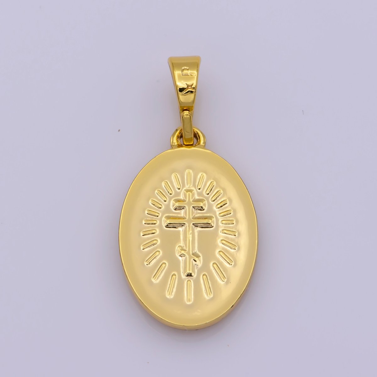 24k Gold Filled Saint Raphael Oval Pendant Double Sided Religious Charm N-1441