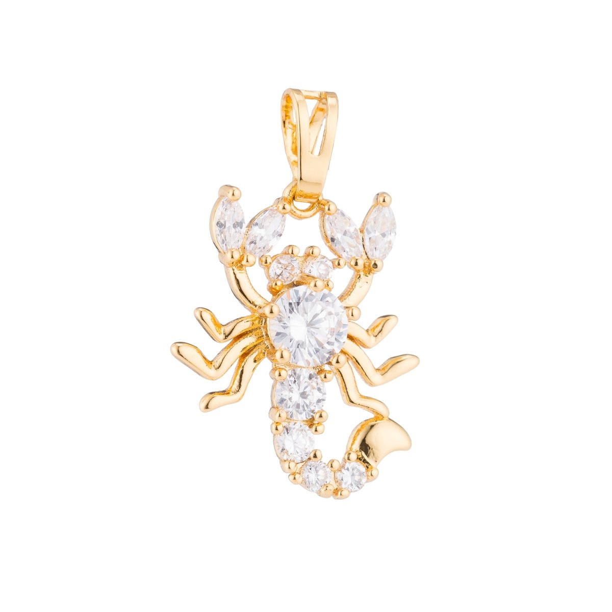 24k Gold Filled Scorpio Scorpion, Animal, Insect, Scorpio, Strong, DIY Cubic Zirconia Necklace Pendant Charm Findings for Jewelry Making H-185