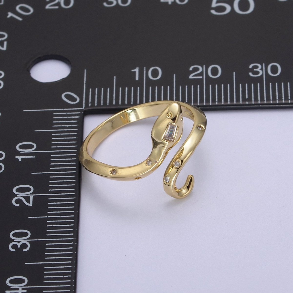 24K Gold Filled Serpent Ring, Adjustable Micro Pave Zirconia CZ Snake Ring, Dainty Curling Snake Jewelry U-464