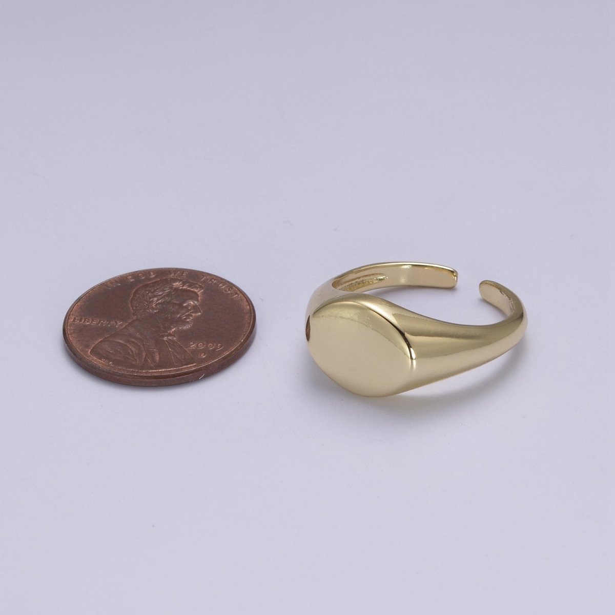 24K Gold Filled Signet Ring, Minimalist Adjustable Stackable Ring, Gift For Him Her | U-470