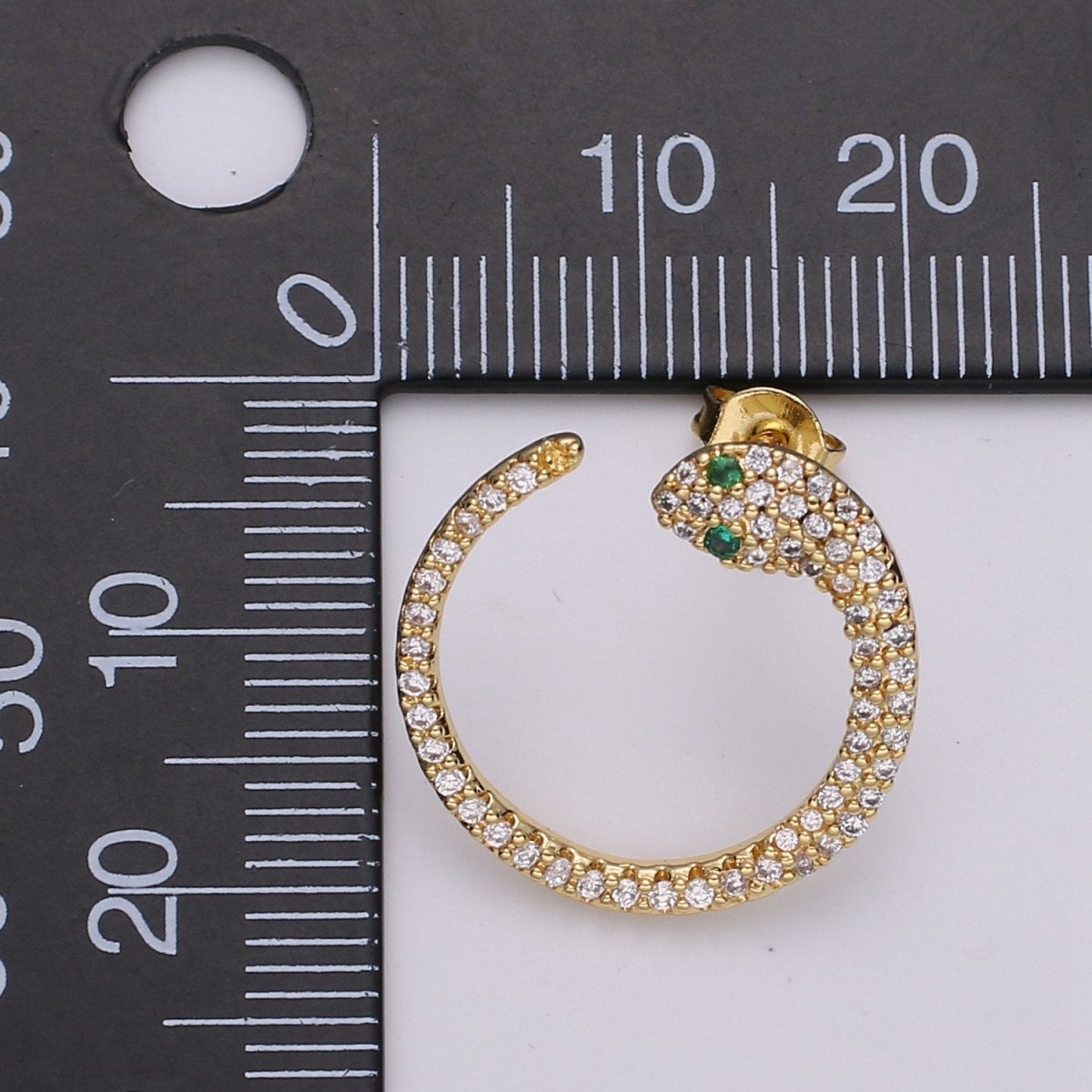 24k Gold Filled Snake Stud Earring, Micro Pave Snake Earring for DIY Earring Craft Supply Jewelry Making Supply Silver Serpent Earring Stud Q-140 Q-141