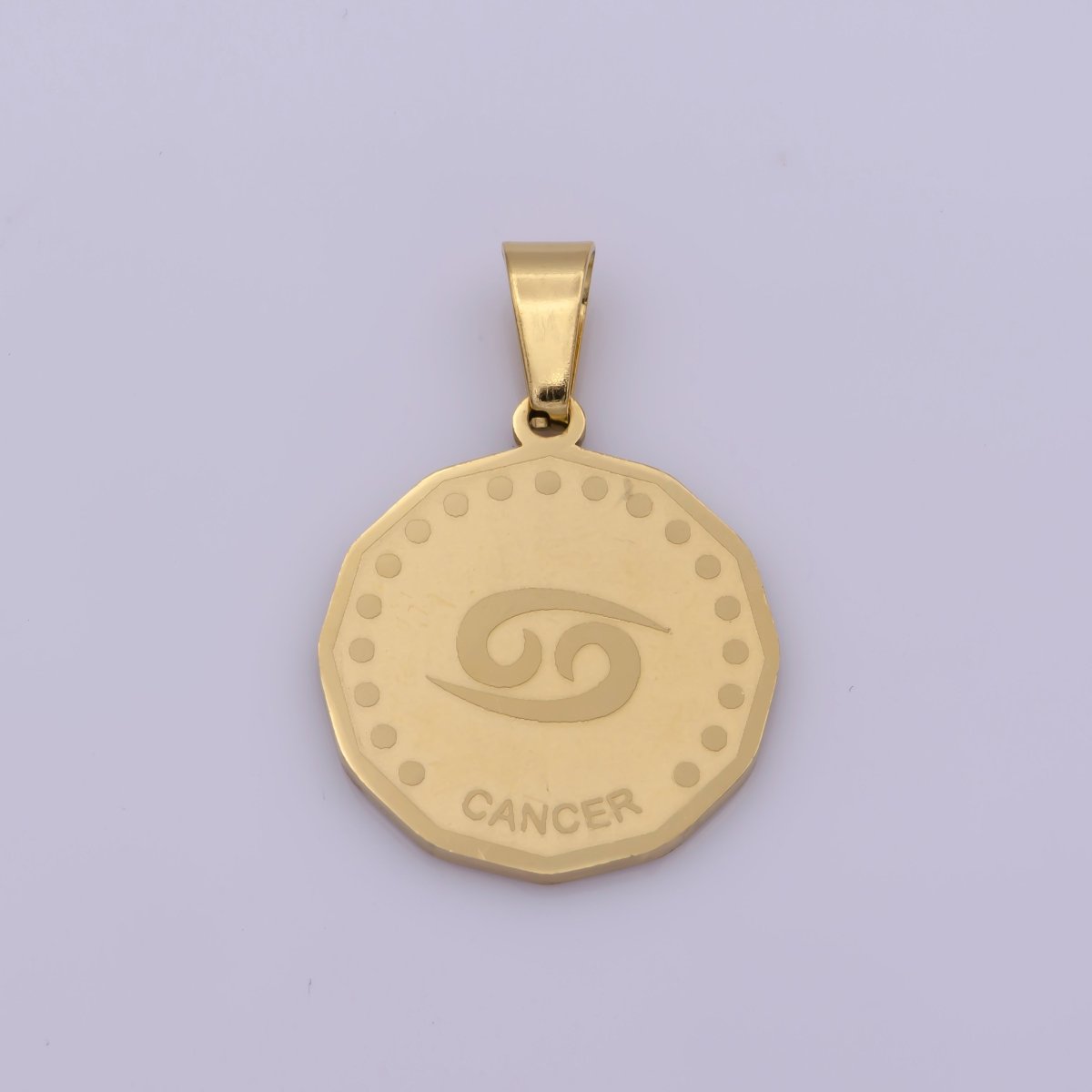 24K Gold Filled Stainless Steel Zodiac Horoscope Sign Gold Medallion Pendant | A-A1851-A-A1856