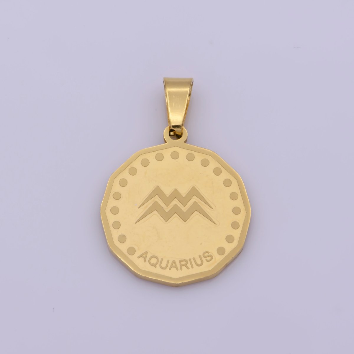 24K Gold Filled Stainless Steel Zodiac Horoscope Sign Gold Medallion Pendant | A-A1851-A-A1856