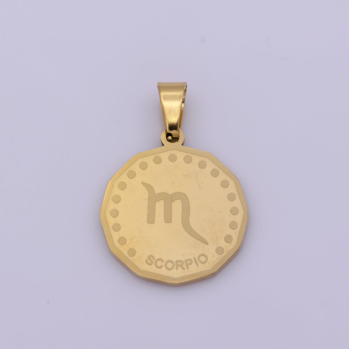 24K Gold Filled Stainless Steel Zodiac Horoscope Sign Gold Medallion Pendant | A-A1851-A-A1856
