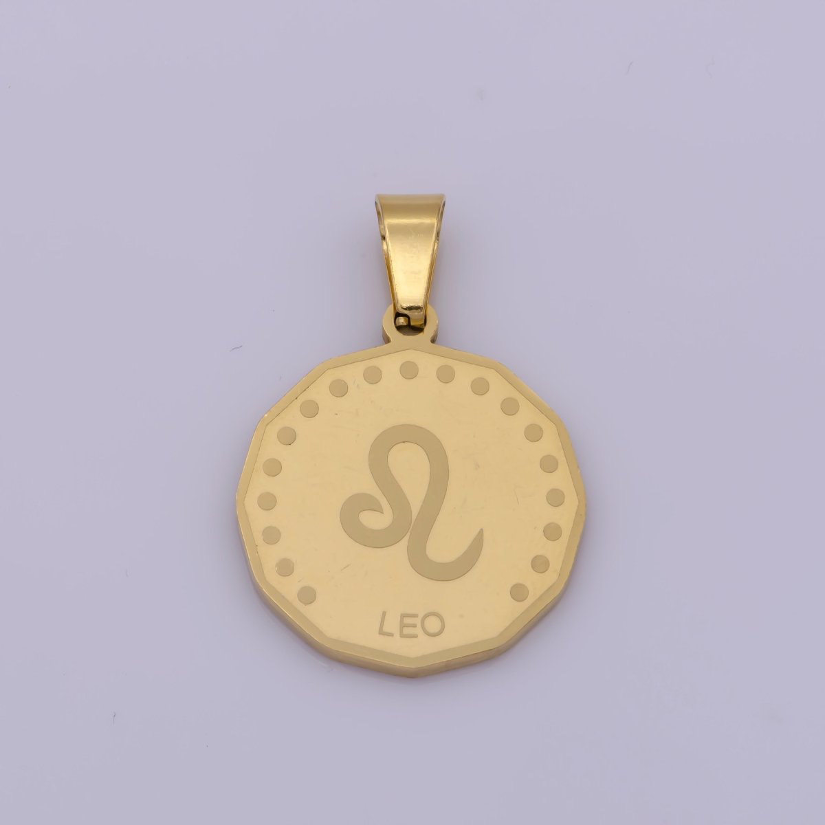 24K Gold Filled Stainless Steel Zodiac Horoscope Sign Gold Medallion Pendant | A-A1851-A-A1856