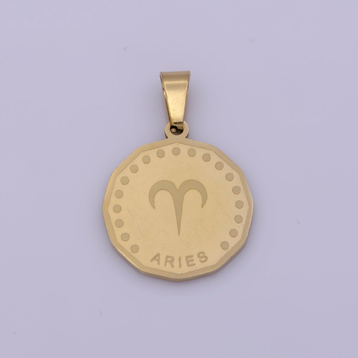 24K Gold Filled Stainless Steel Zodiac Horoscope Sign Gold Medallion Pendant | A-A1851-A-A1856