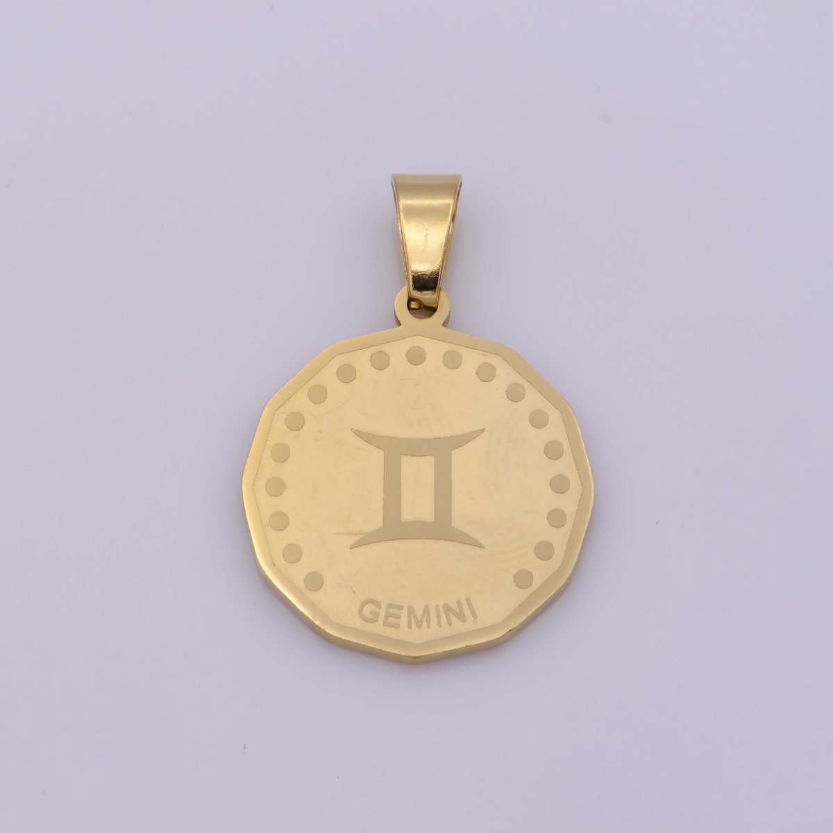 24K Gold Filled Stainless Steel Zodiac Horoscope Sign Gold Medallion Pendant | A-A1851-A-A1856
