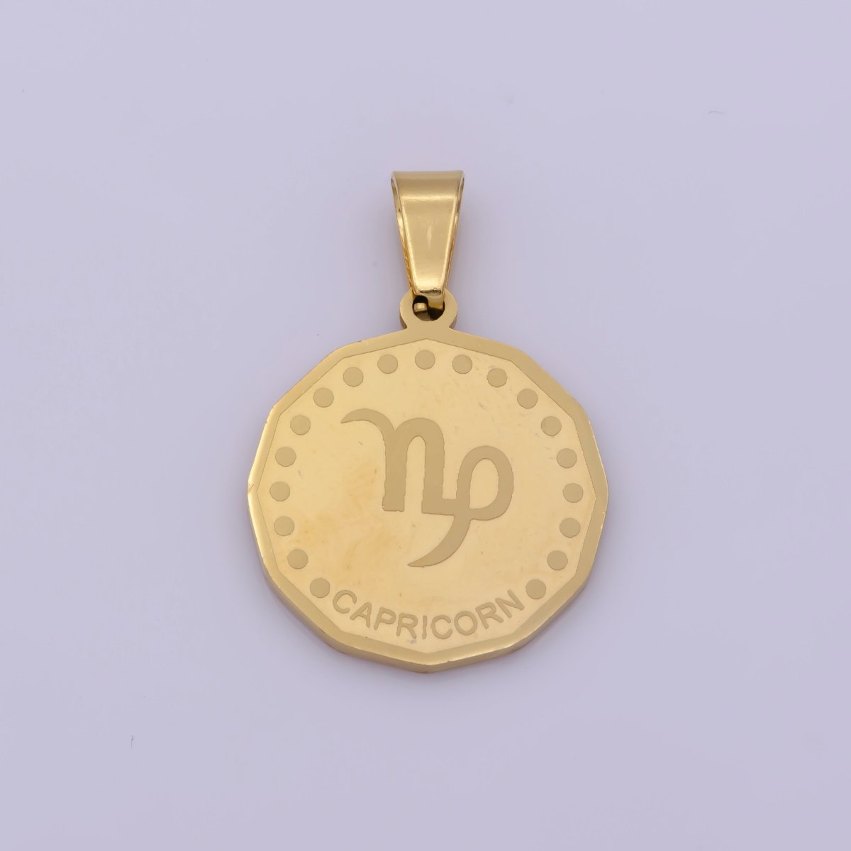 24K Gold Filled Stainless Steel Zodiac Horoscope Sign Gold Medallion Pendant | A-A1851-A-A1856