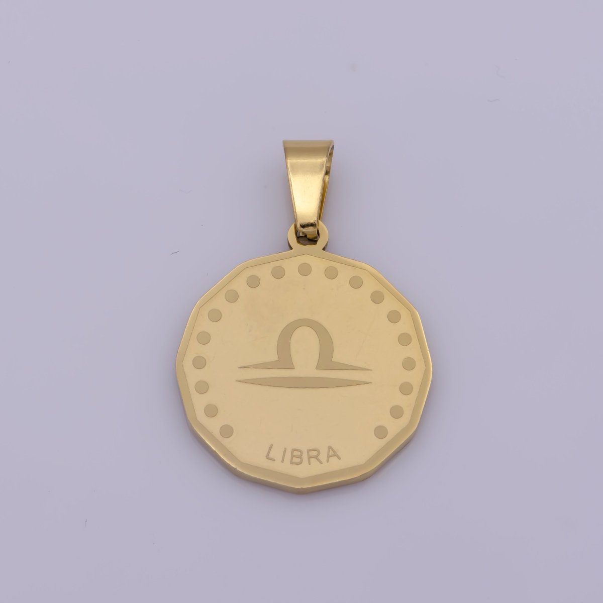 24K Gold Filled Stainless Steel Zodiac Horoscope Sign Gold Medallion Pendant | A-A1851-A-A1856