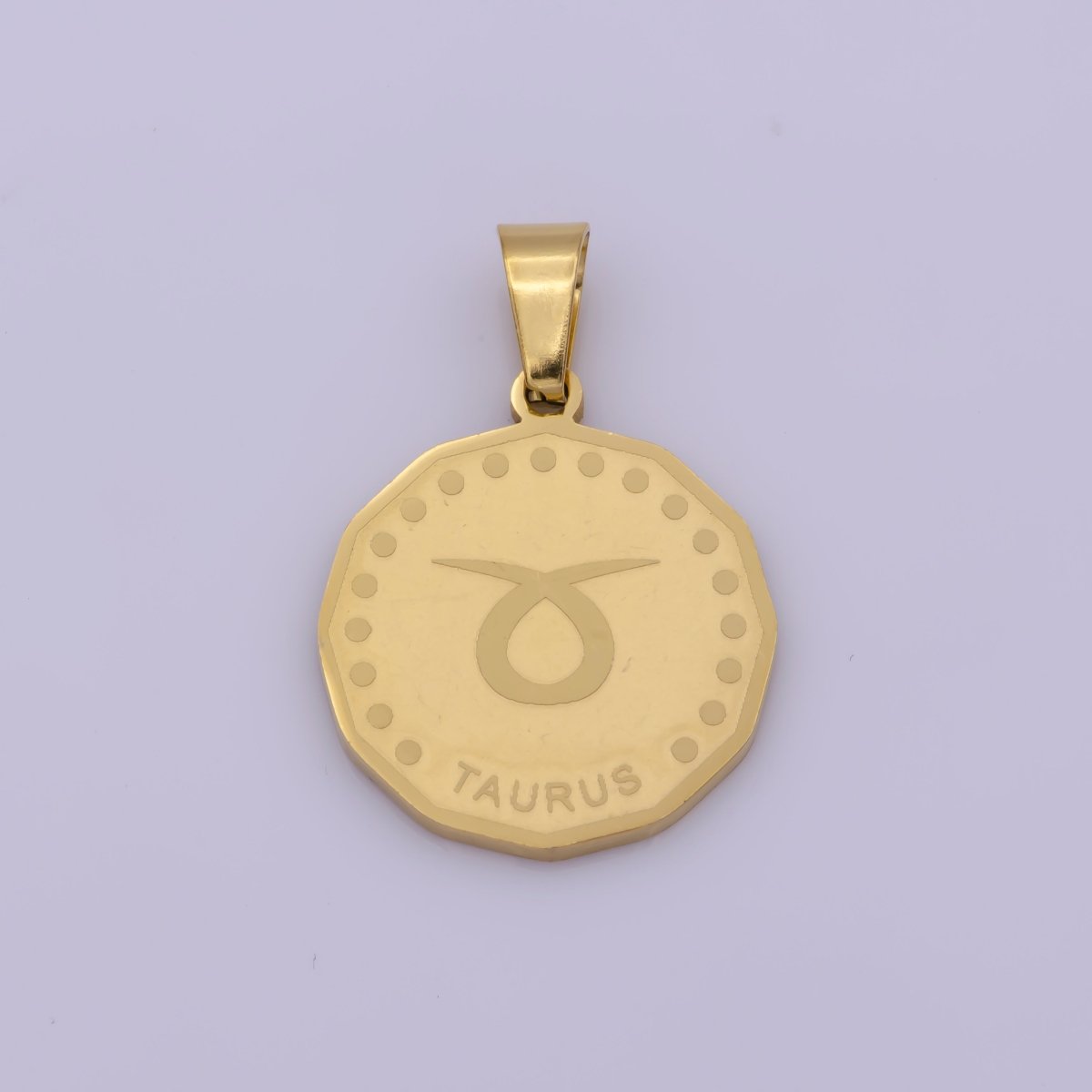 24K Gold Filled Stainless Steel Zodiac Horoscope Sign Gold Medallion Pendant | A-A1851-A-A1856