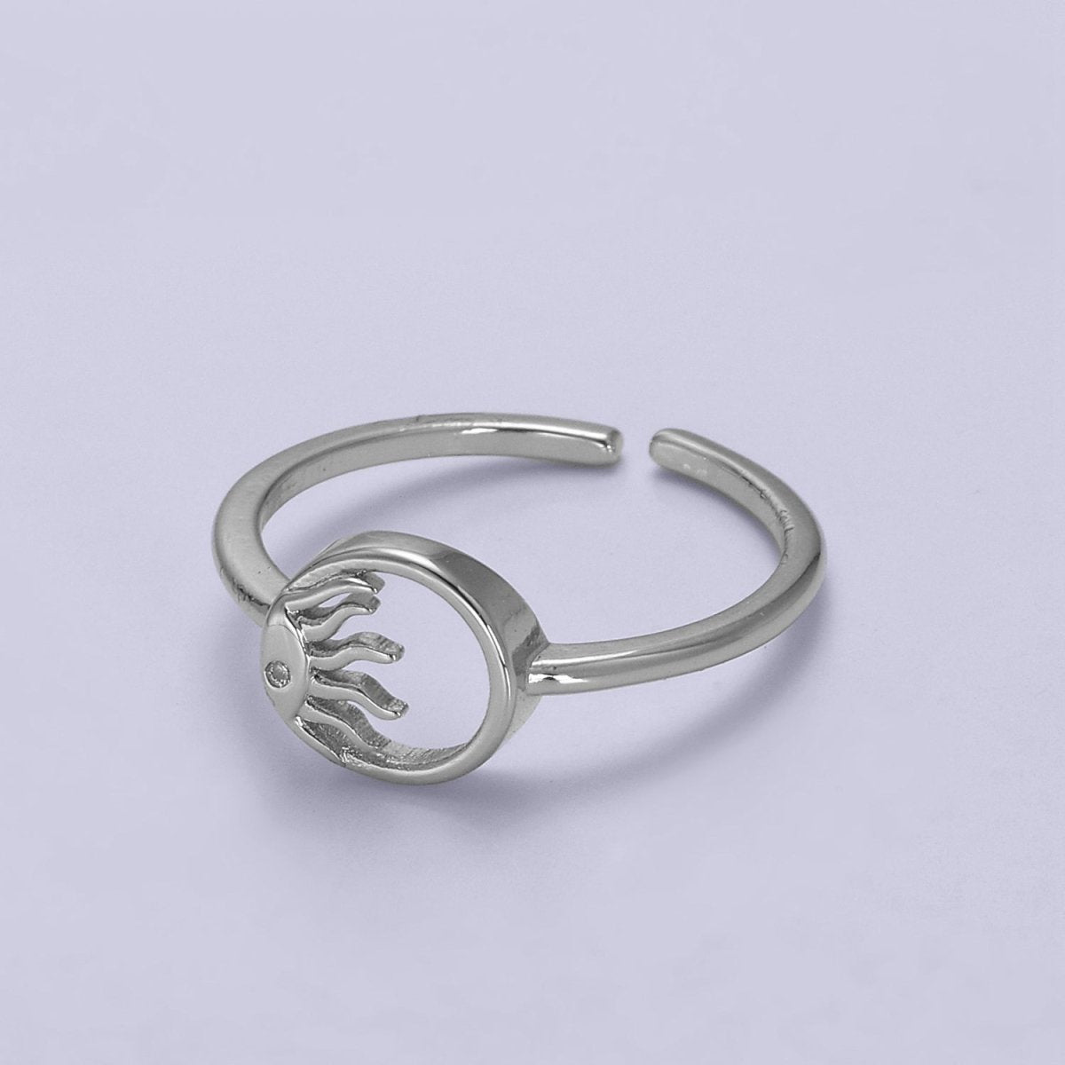 24K Gold Filled Sun Ring, Celestial Astrology Golden Ring with Crystal Cubic Zirconia CZ S-334
