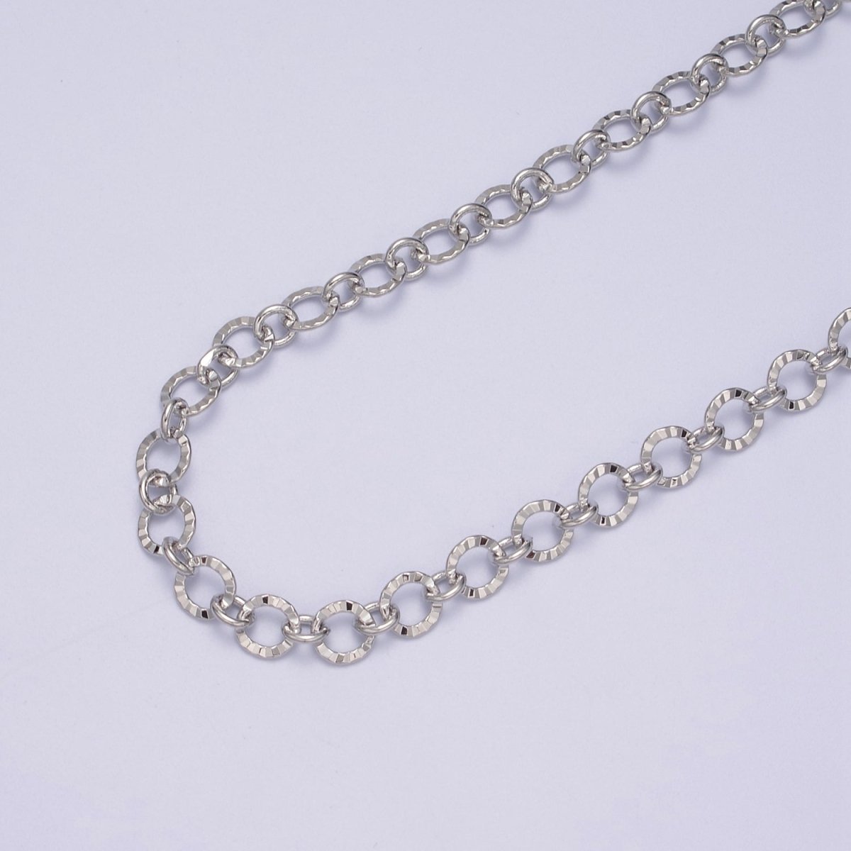 24K Gold Filled Textured Rolo Chain in Gold & Silver, 6mm Rolo Chain For Jewelry Making | ROLL-642, ROLL-643 Clearance Pricing