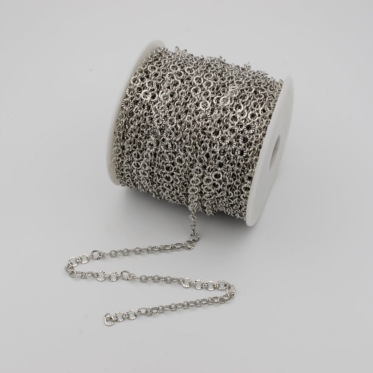 24K Gold Filled Textured Rolo Chain in Gold & Silver, 6mm Rolo Chain For Jewelry Making | ROLL-642, ROLL-643 Clearance Pricing