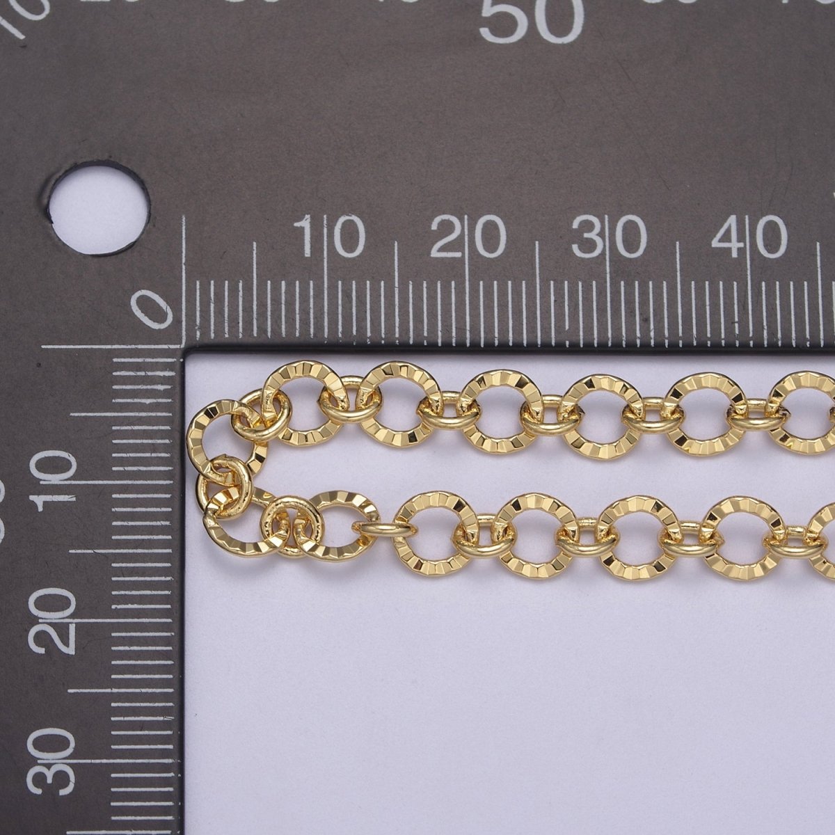 24K Gold Filled Textured Rolo Chain in Gold & Silver, 6mm Rolo Chain For Jewelry Making | ROLL-642, ROLL-643 Clearance Pricing