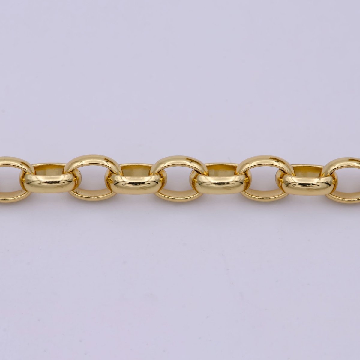 24K Gold Filled Thick Rolo Unfinished Chain by Yard, Thick Chunky 7.6X6 Rolo Wholesale Bulk Roll Chain For Jewelry Making | ROLL-572