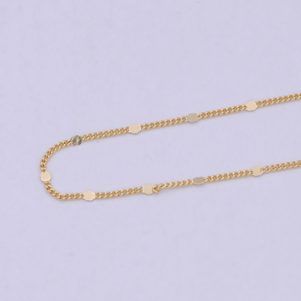 24K Gold Filled Unique Curb Unfinished Chain by Yard, Dainty 2mm Flat Tube Link, Wholesale Unique Bulk Roll For Jewelry Making | ROLL-715