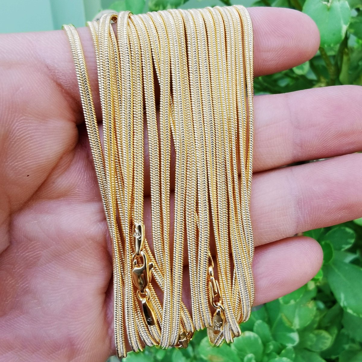 24K Gold Plated Cocoon Chain, Women's Necklace, Gold Plated Herringbone Necklace, Finished Chain 23.3" inch 2.4mm w/ Lobster Clasps | CN-807  Clearance Pricing
