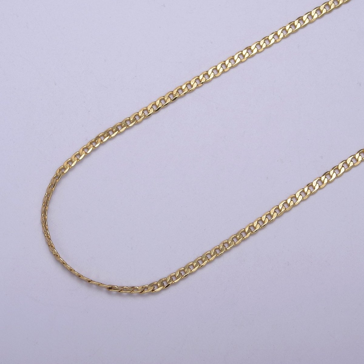 24K Gold Silver FIGARO CURB Matte Chain, 1.8mm Width, Unfinished Chain For Jewelry Making Component | ROLL-623, ROLL-624 Clearance Pricing