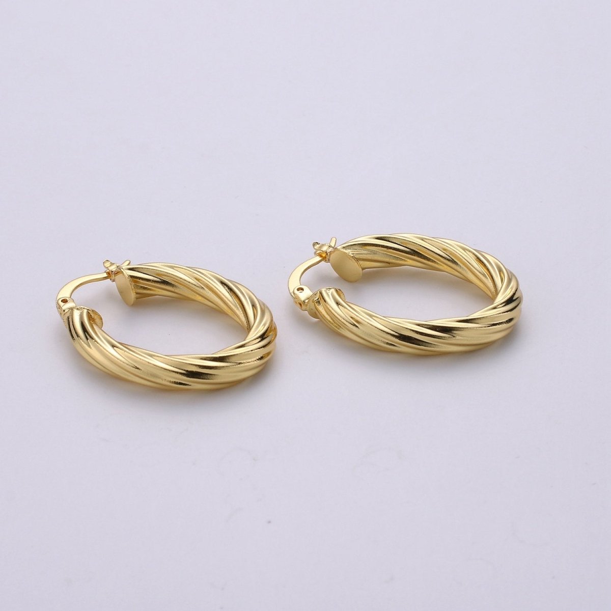 24k Vermeil Gold Earrings, Hoop Earrings, Small Hoop, Oval Rope Texture Earring, Gift for Her, Earrings for Women, Everyday Wear Earrings Q-529