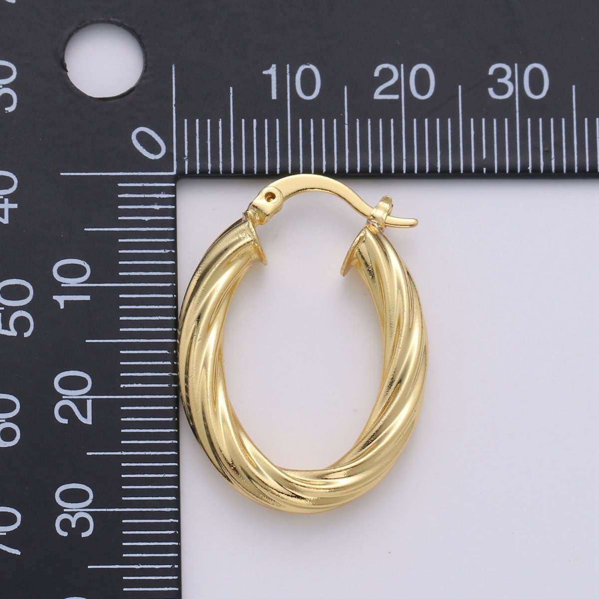 24k Vermeil Gold Earrings, Hoop Earrings, Small Hoop, Oval Rope Texture Earring, Gift for Her, Earrings for Women, Everyday Wear Earrings Q-529