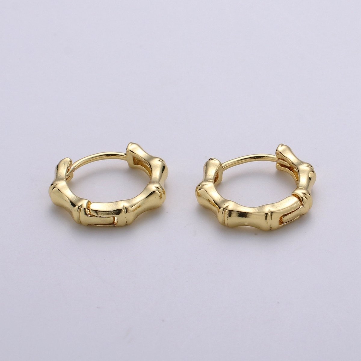 24k Vermeil Gold Earrings, Huggie Earring, Dainty Earrings, Tiny Bamboo Earrings, Everyday Wear Earrings, Rose gold Earring, 15mm Earring K-676 K-677