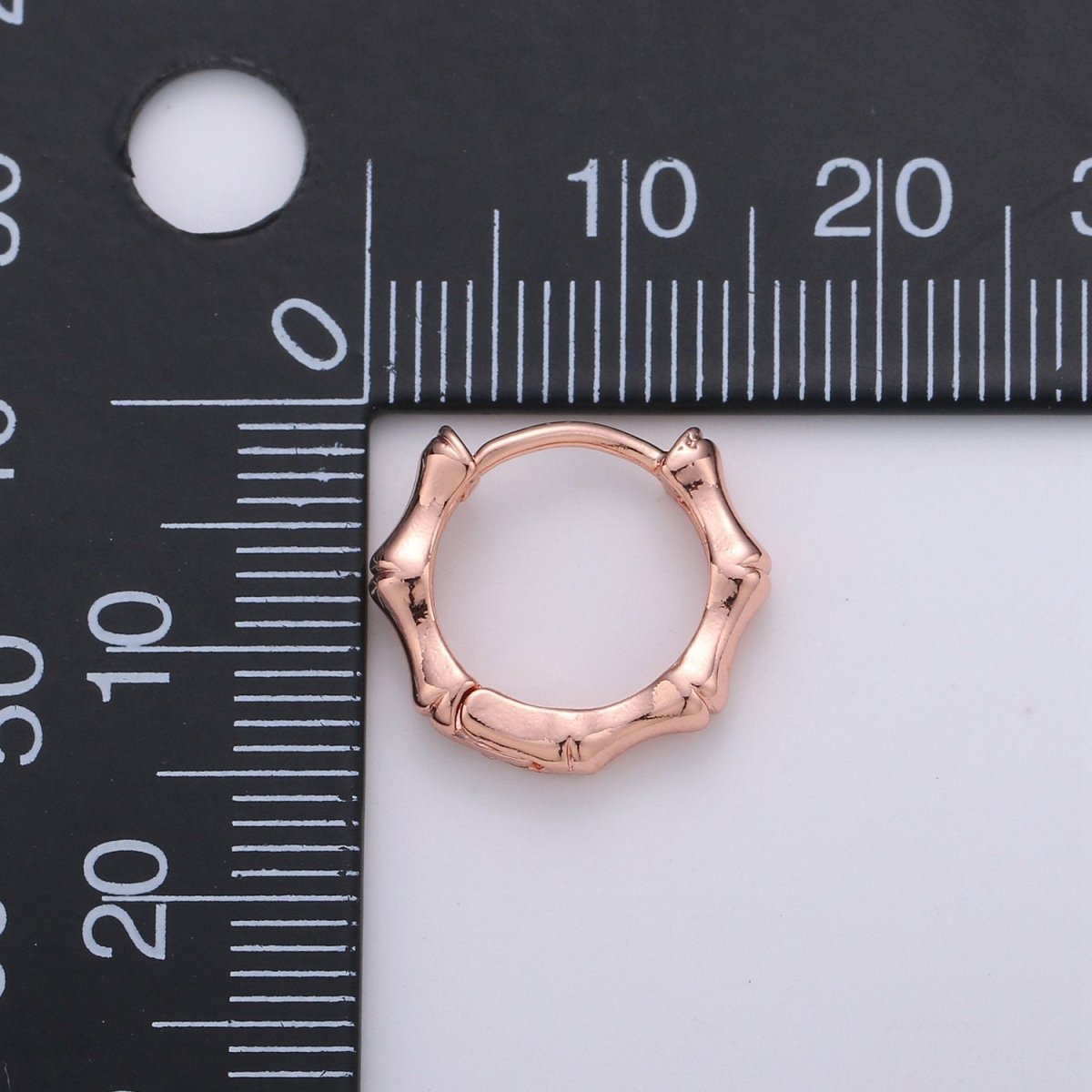 24k Vermeil Gold Earrings, Huggie Earring, Dainty Earrings, Tiny Bamboo Earrings, Everyday Wear Earrings, Rose gold Earring, 15mm Earring K-676 K-677