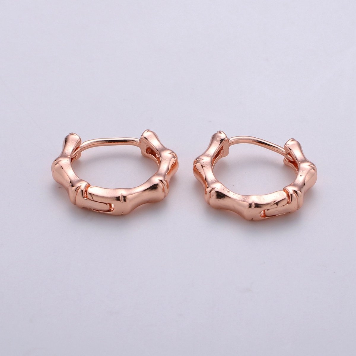 24k Vermeil Gold Earrings, Huggie Earring, Dainty Earrings, Tiny Bamboo Earrings, Everyday Wear Earrings, Rose gold Earring, 15mm Earring K-676 K-677