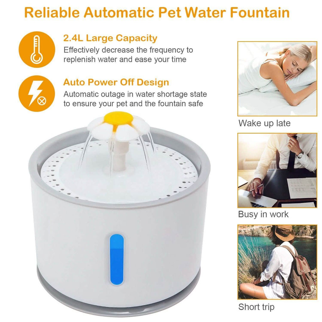 Fontaine à eau automatique pour animaux de compagnie 2,4 L