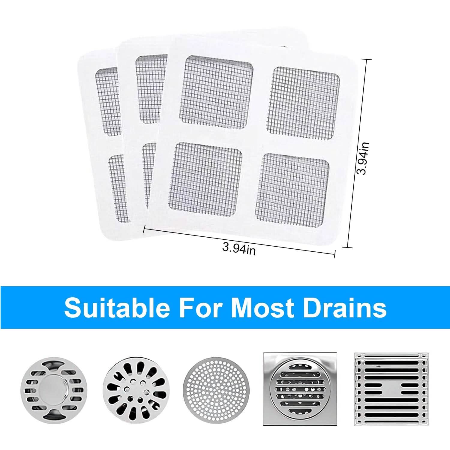 25-Pack:  3.94 x 3.94" Disposable Floor Drain Sticker Hair Catcher