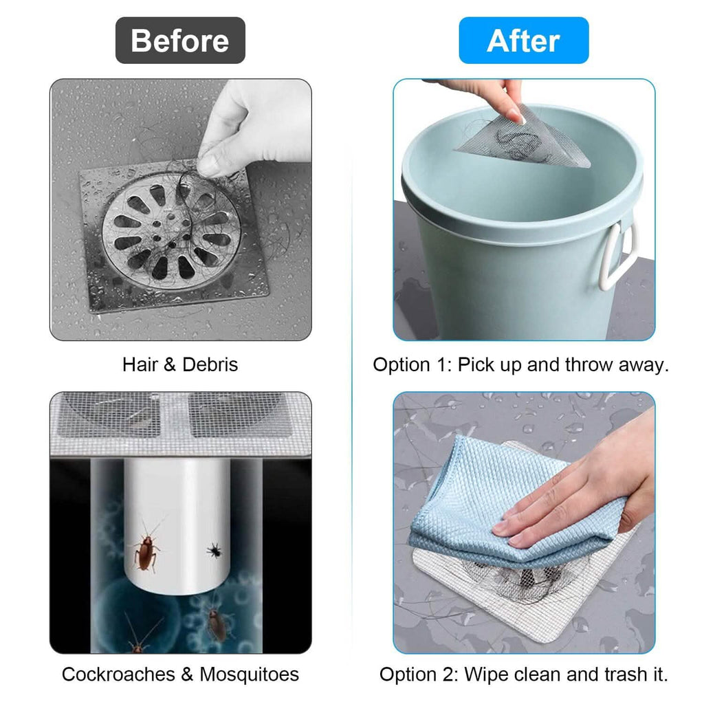 25-Pack:  3.94 x 3.94" Disposable Floor Drain Sticker Hair Catcher
