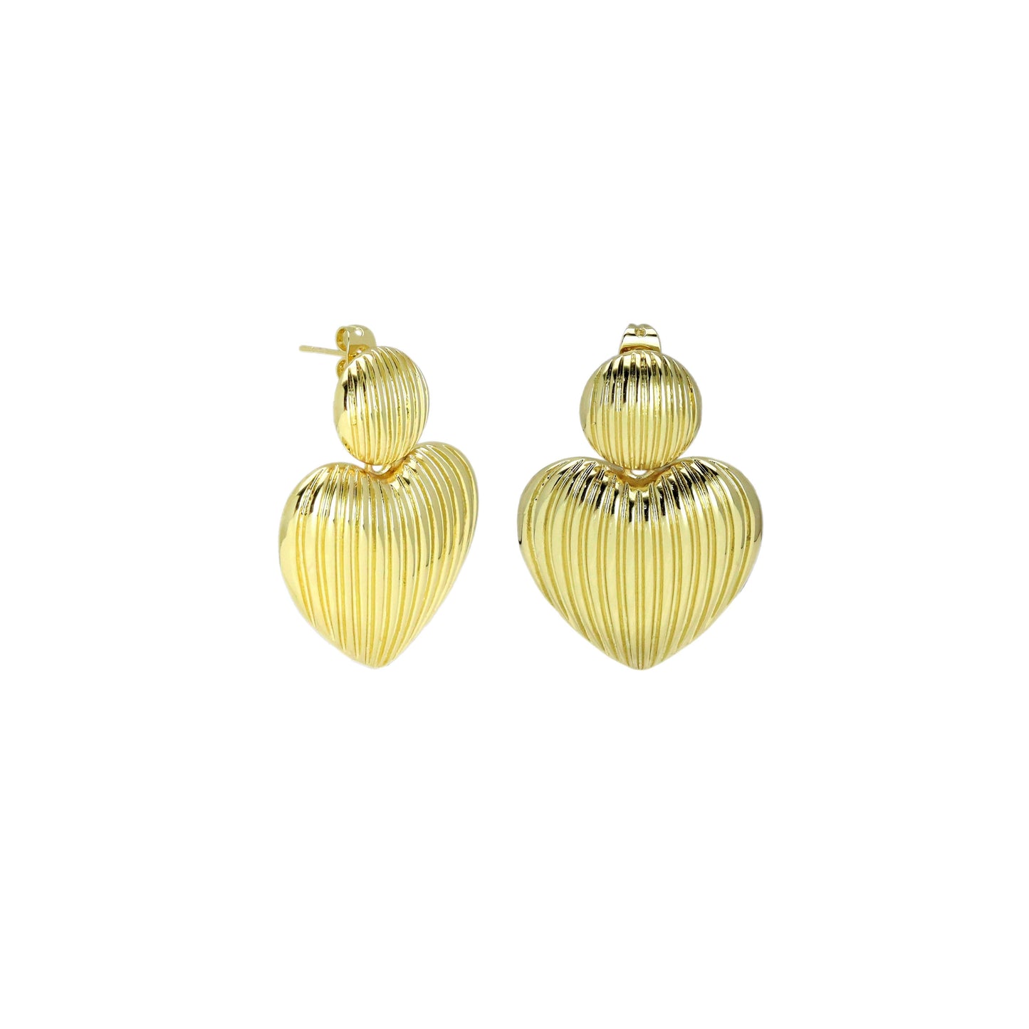 Gold Vintage Heart Shape Earrings, Sku#LX624