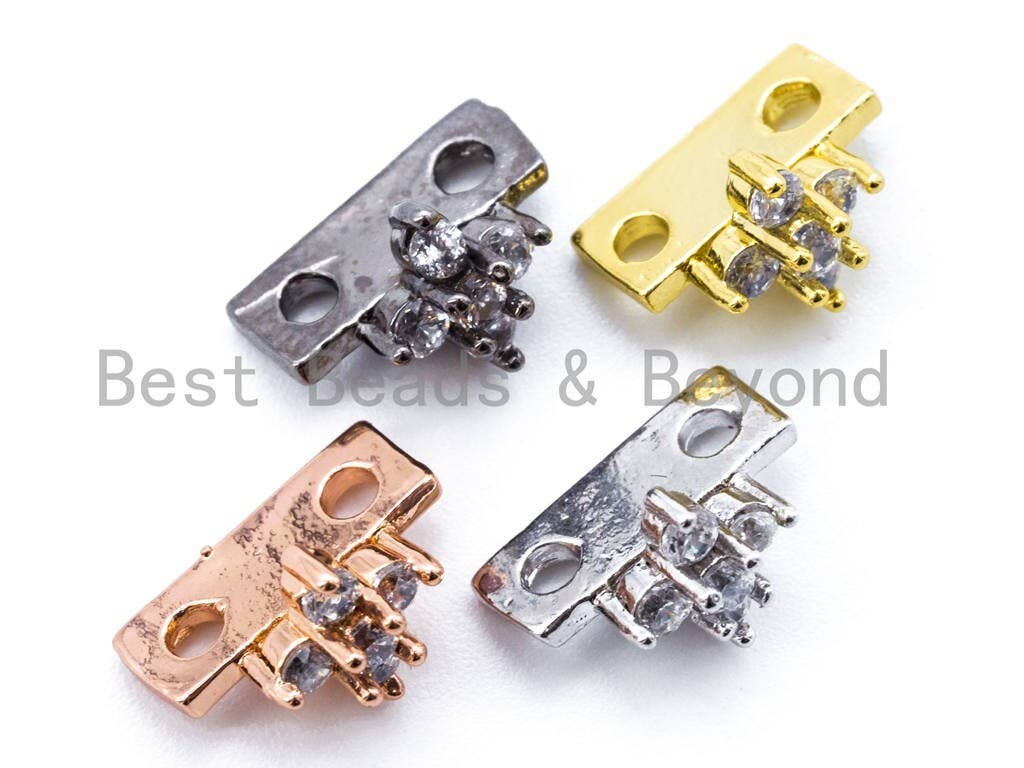 1pc Diamond Shaped Cubic Zirconia Space Beads,CZ Micro Pave Spacer Beads for double strand necklace bracelet making, 8x11mm, sku#G207