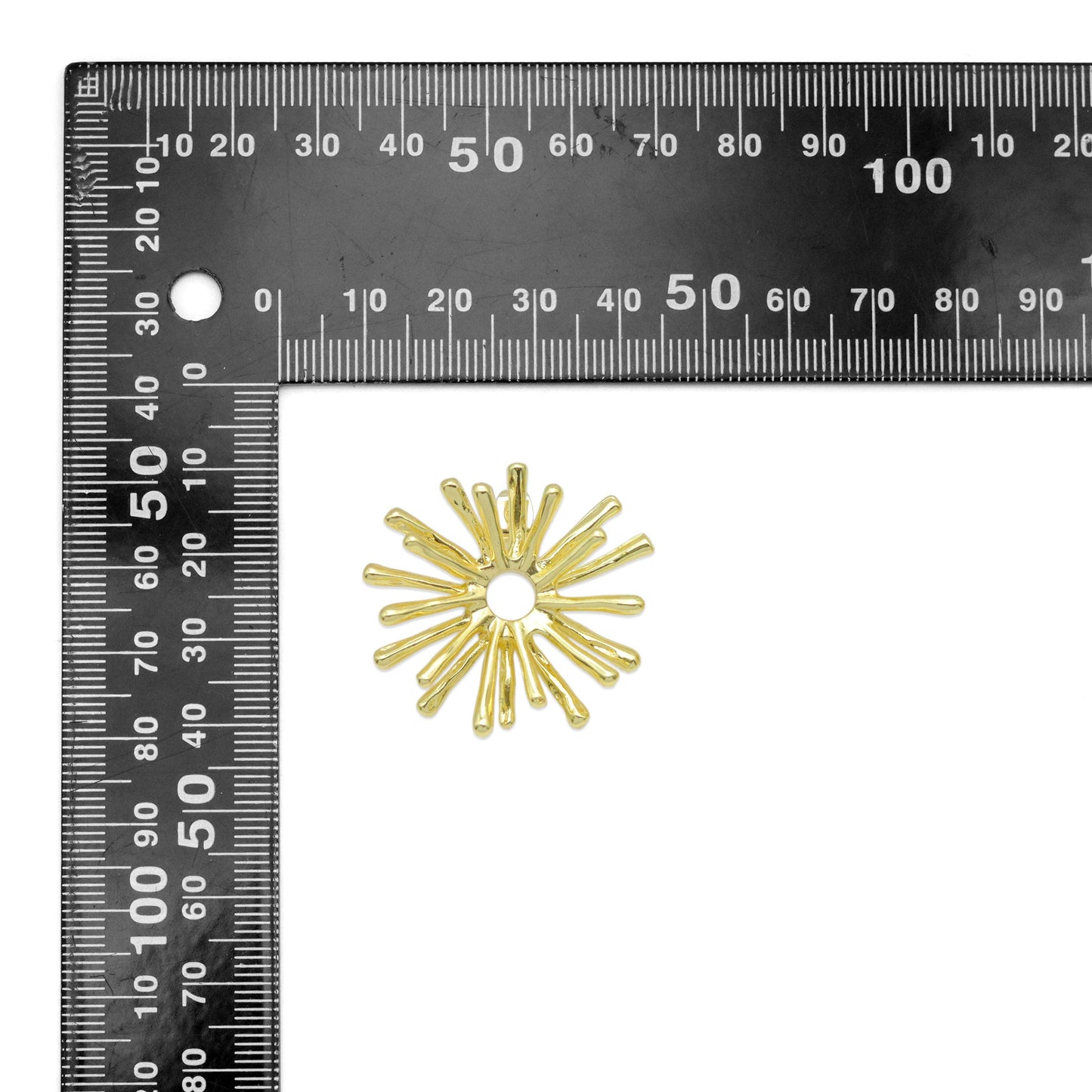 Gold Dandelion Flower Sunburst Stud Earrings, Sku#LX725
