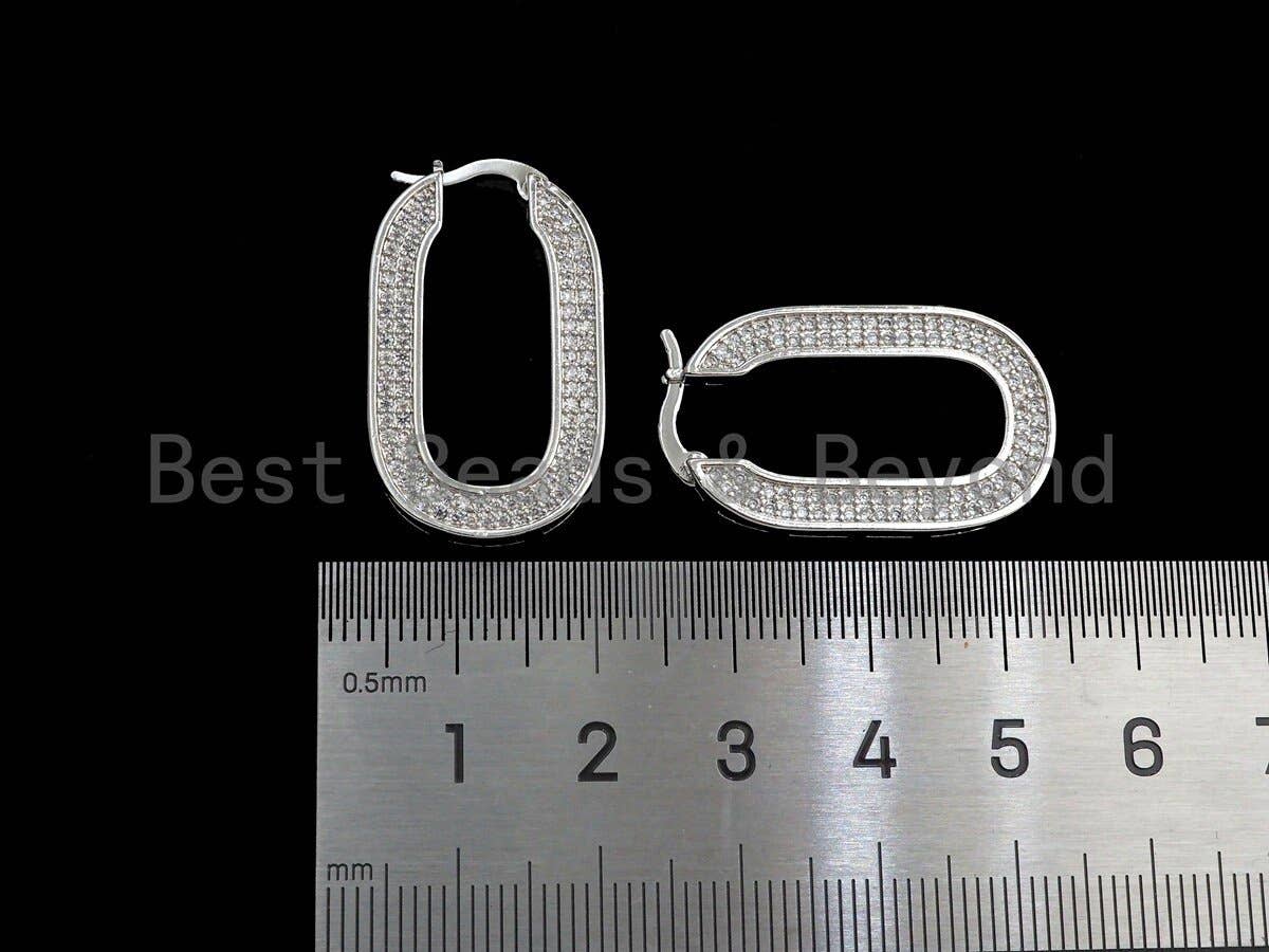 CZ Oval Shape Huggies Earrings, Sku#J249