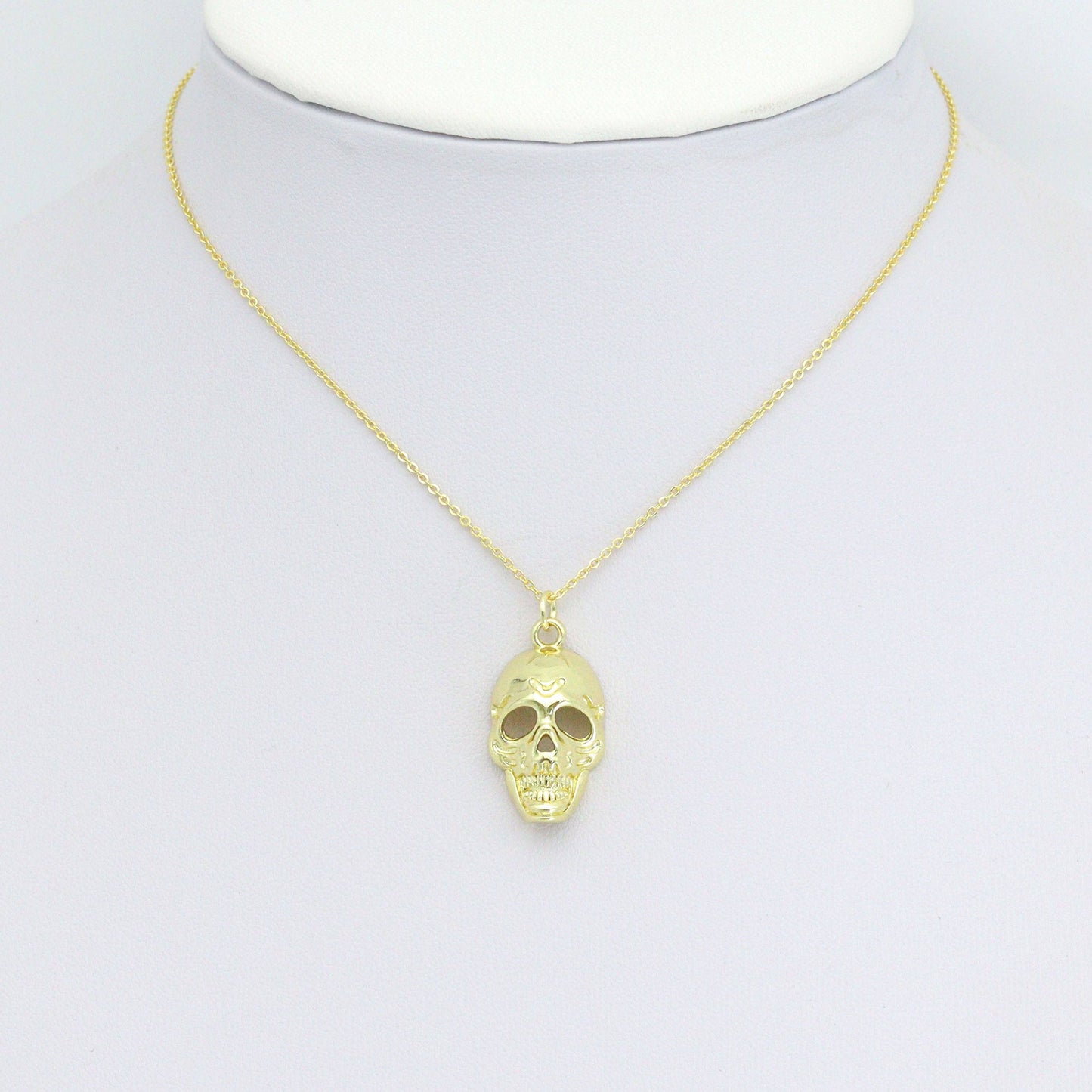 Gold Skull Head Charm Pendant, halloween charm, Sku#LK1102