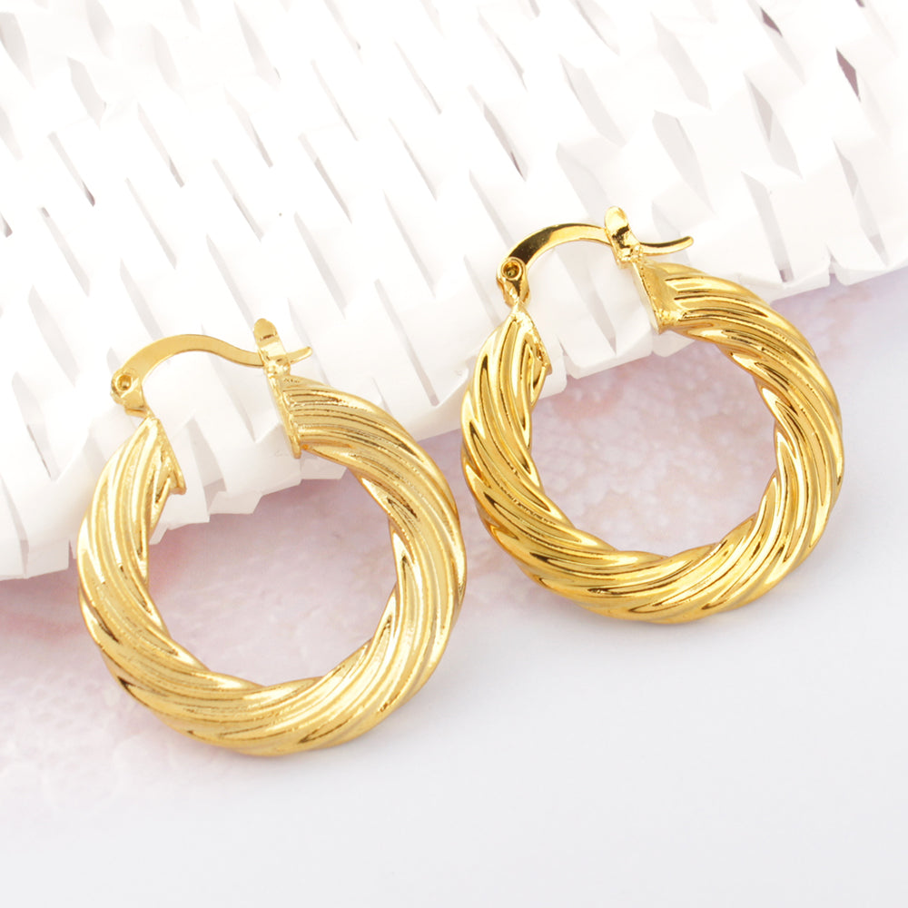 RMZ GOLD NYC 14k Gold Classic Bamboo Hoop Earrings