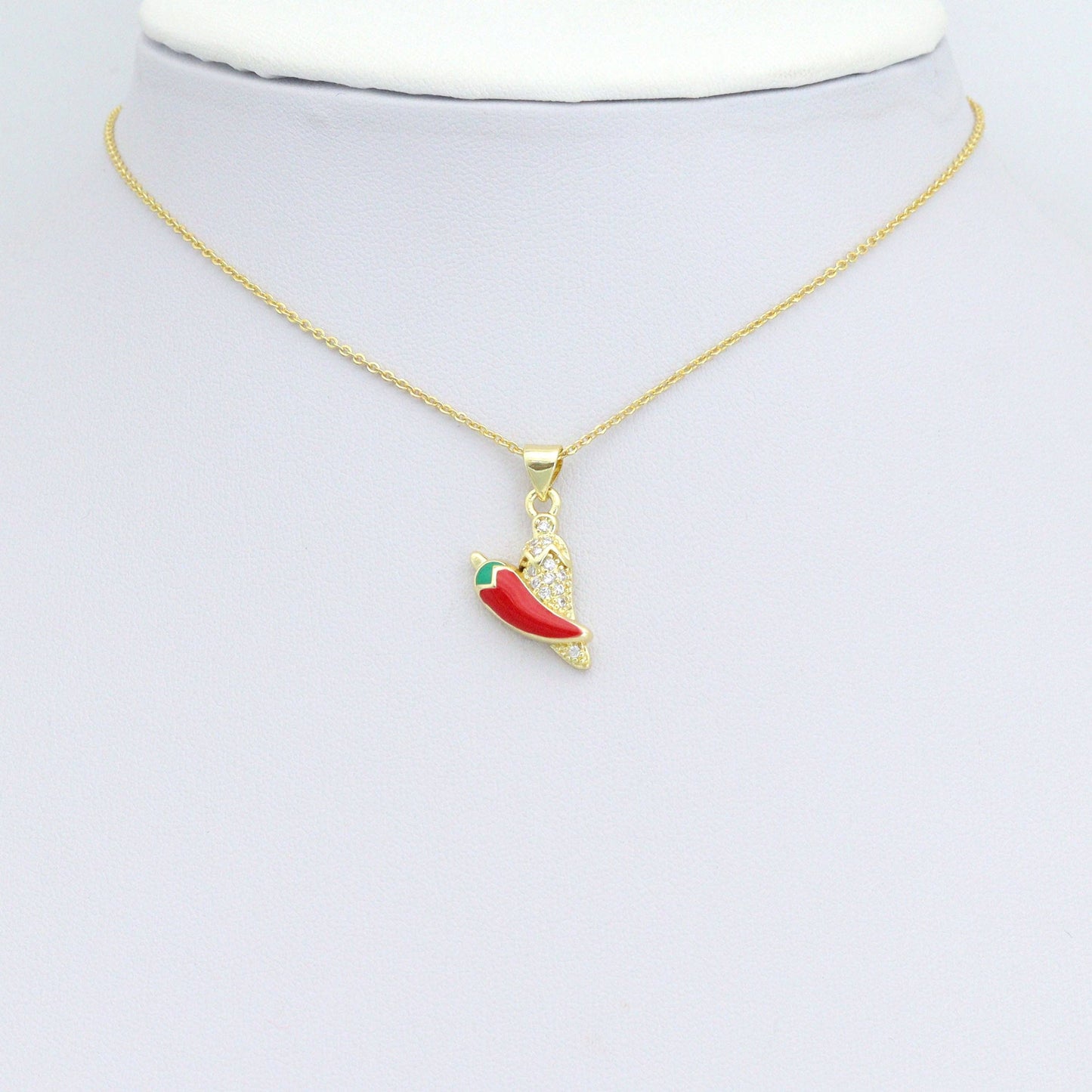 Clear CZ Red Chili Charm Pendant,Sku#LK1222