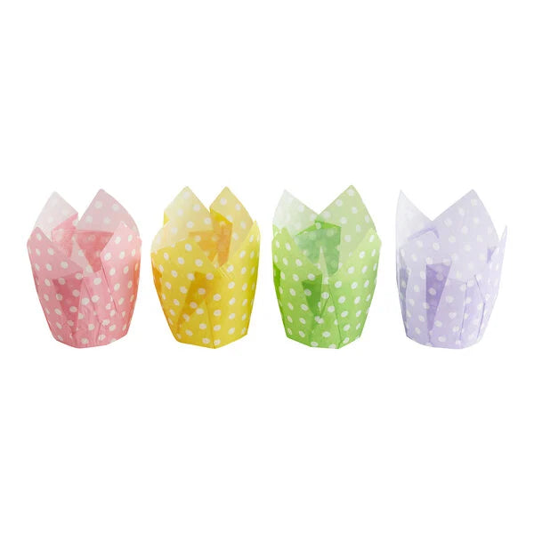 Caissiers de cuisson tulipe moyens, 2" x 3 1/2", choisissez parmi 10 couleurs et motifs, paquet de 125