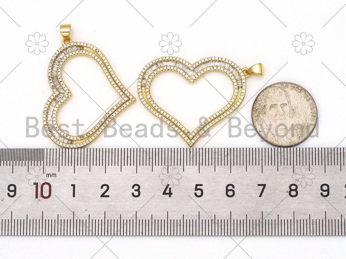 CZ Micro Pave Heart Shape Pendant/Charm,18K Gold Filled Heart Charm,Necklace Bracelet Charm Pendant,30x37mm,Sku#LK399