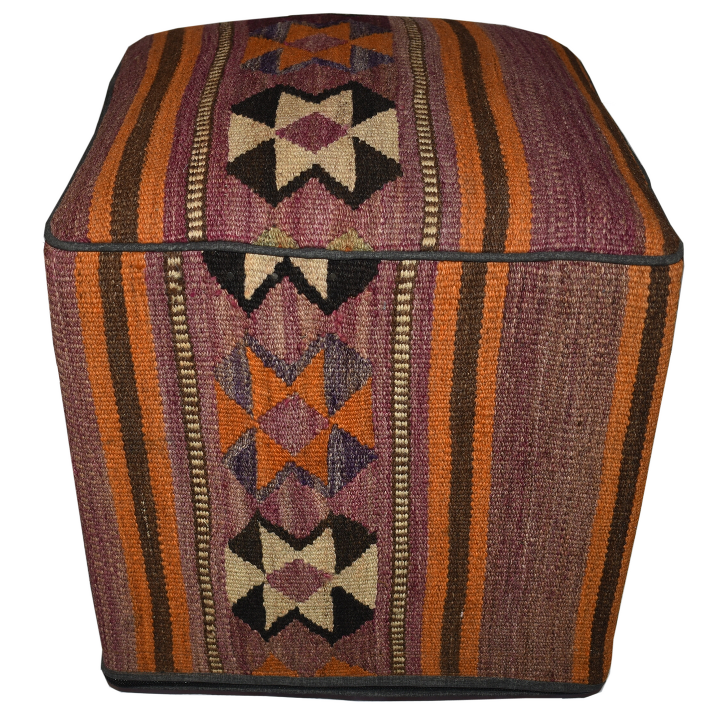 One of a Kind Kilim Rug Pouf Ottoman foot stool - #25
