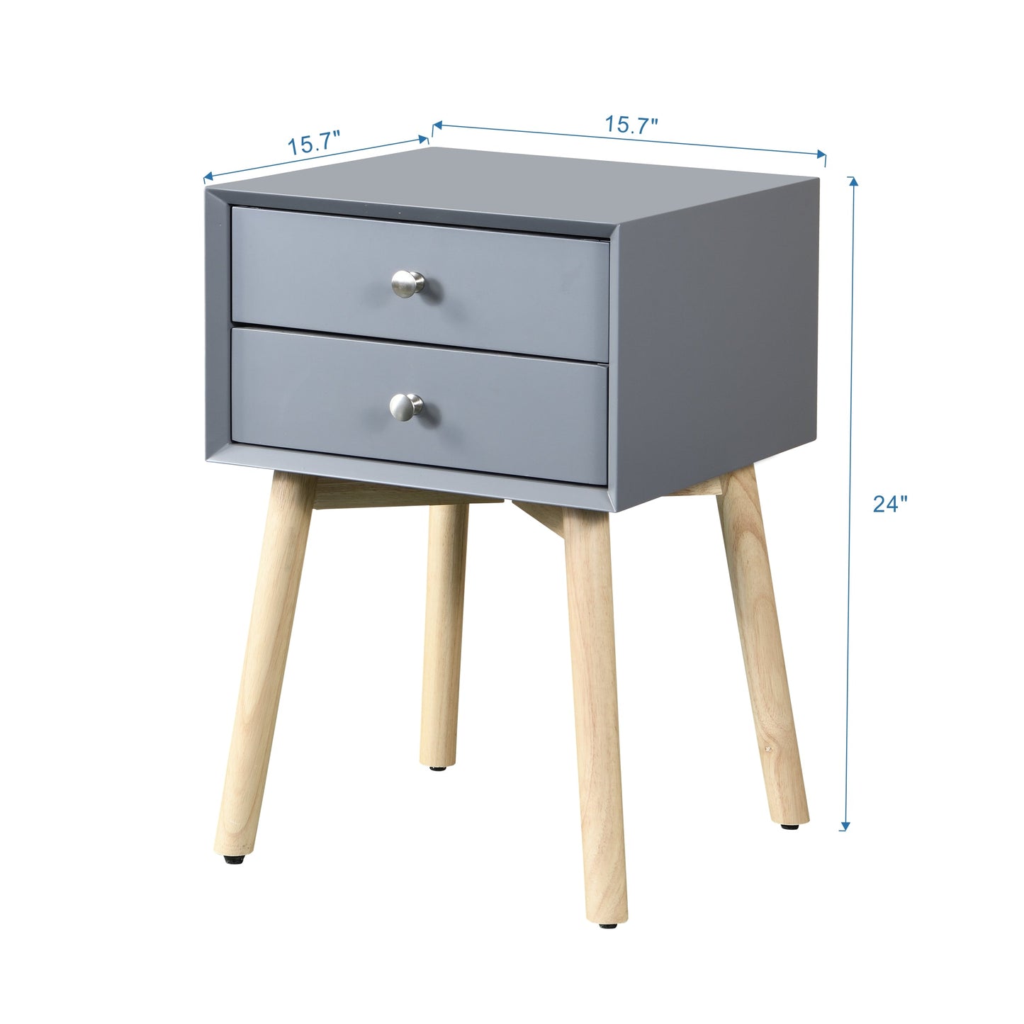 Mid-Century Modern Side Table with 2 Drawers