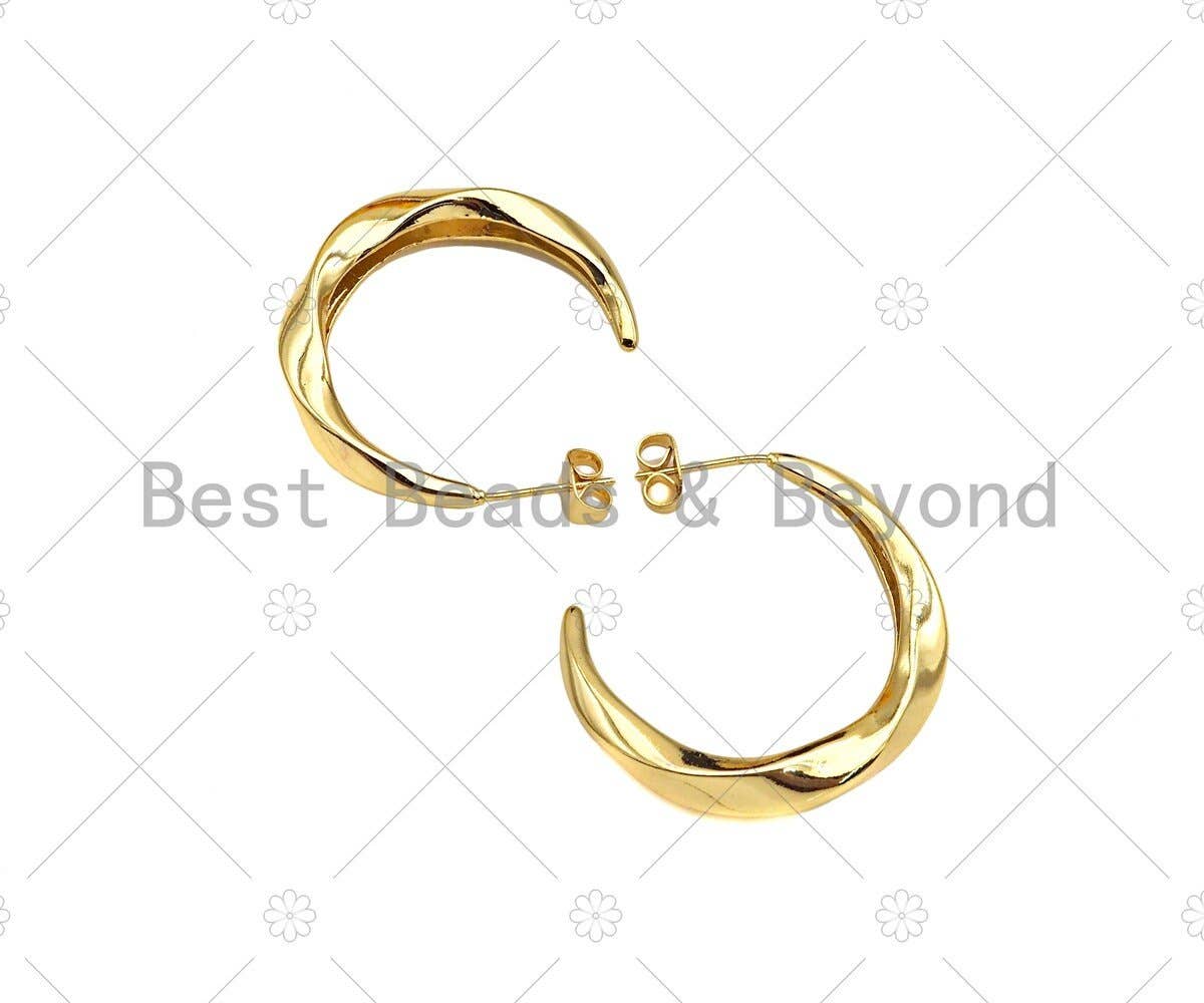 Gold Twisted Hoop Earrings, Sku#J318C