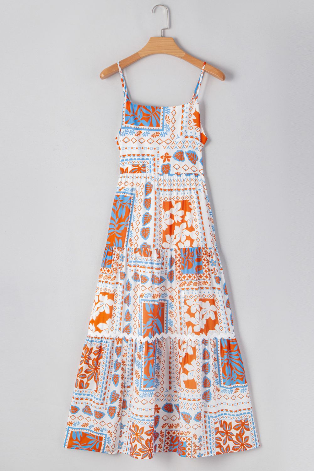 Printed Smocked Back Ricrac Trim Cami Dress
