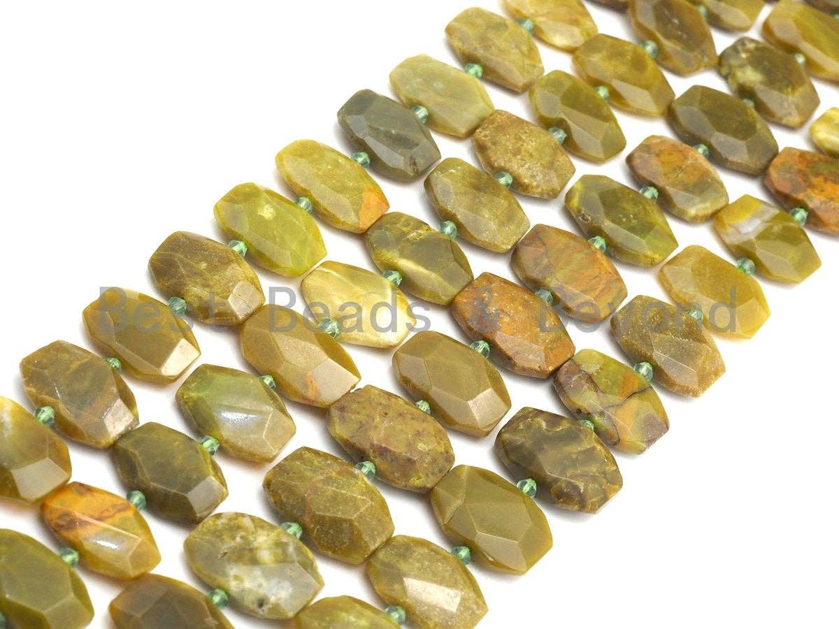 High Quality Natural Yellow Green Opal Rectangle Faceted Beads, Natural Yellow Green Opal beads, 16x22mm, sku#U657