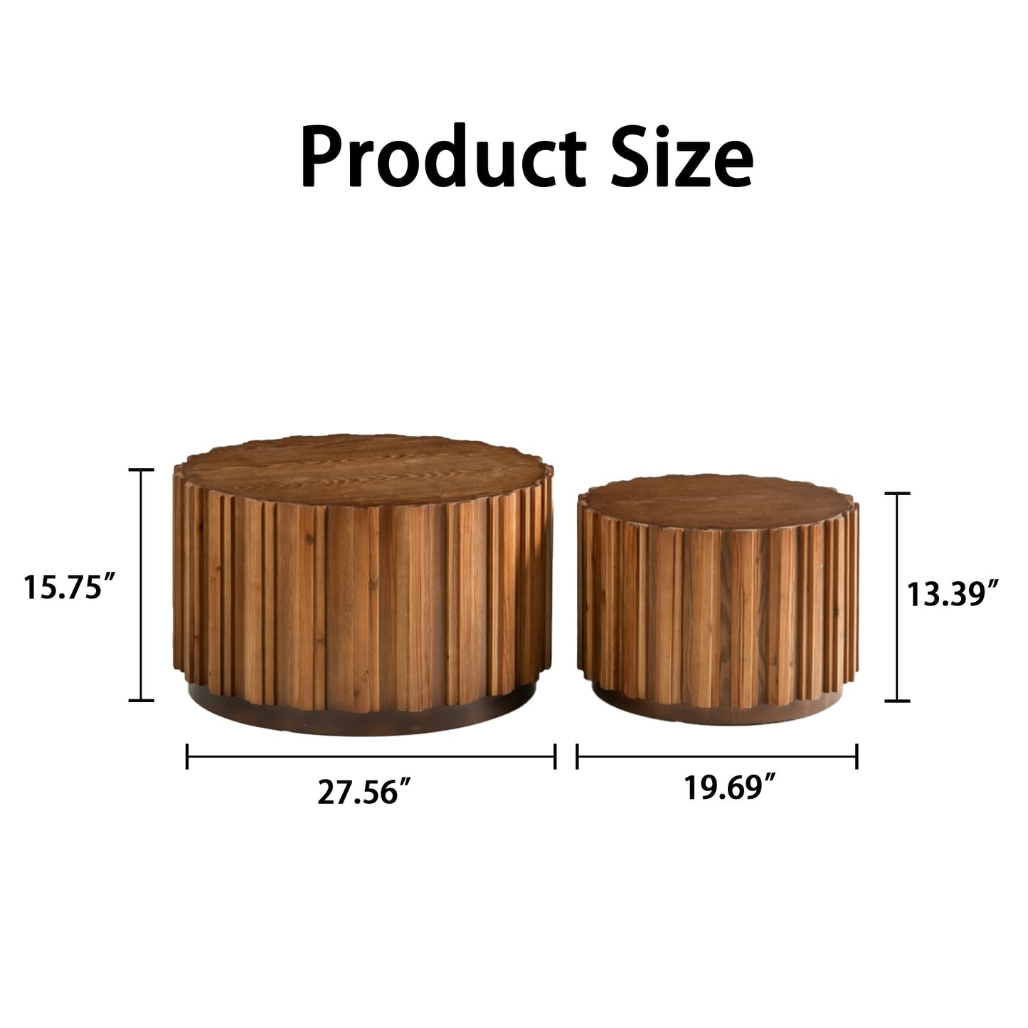 19.7"+27.5" Round Nesting Coffee Table Set of 2