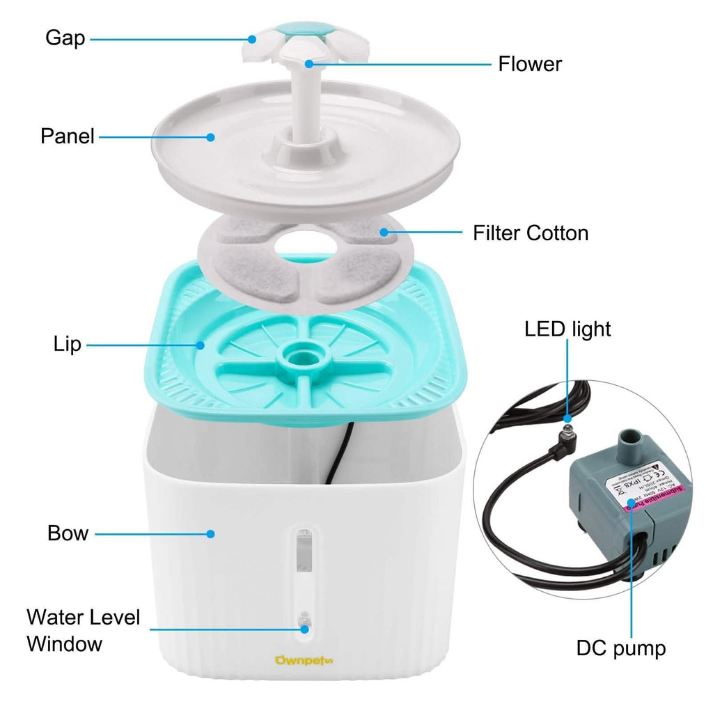 Fontaine à eau silencieuse de 2,5 L pour chat – Distributeur d'eau pour animaux de compagnie