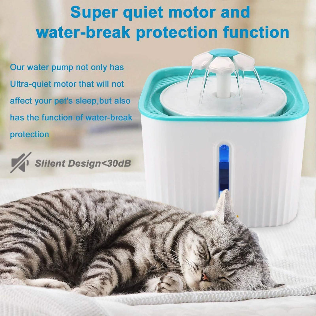 Fontaine à eau silencieuse de 2,5 L pour chat – Distributeur d'eau pour animaux de compagnie