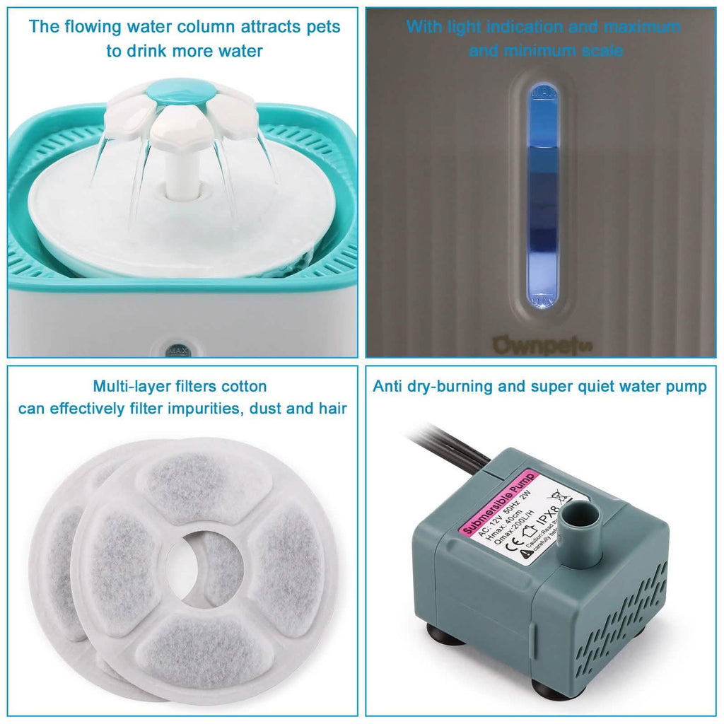 Fontaine à eau silencieuse de 2,5 L pour chat – Distributeur d'eau pour animaux de compagnie