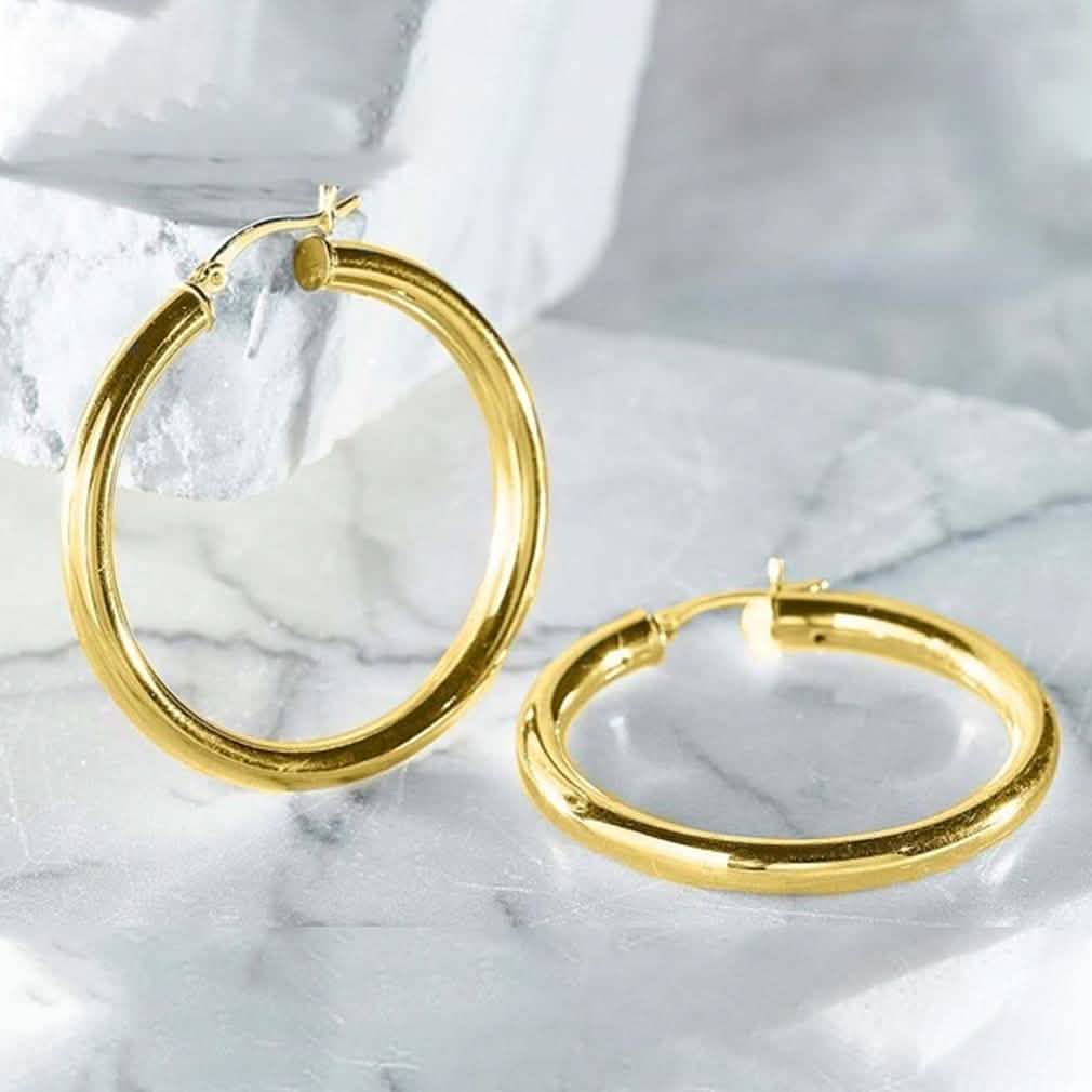 Créoles classiques de 25 mm en argent massif avec fermoir français