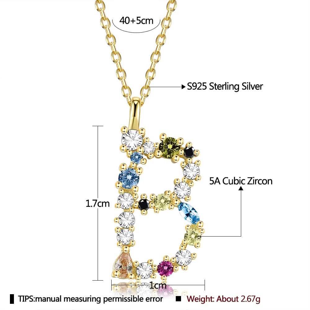 26 Alphabet Necklaces Opal Zirconia 925 Sterling Silver Necklace